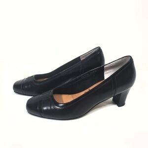 Ros Hommerson Black Leather Block Heels